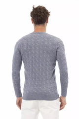 Light Blue Viscose Men Sweater