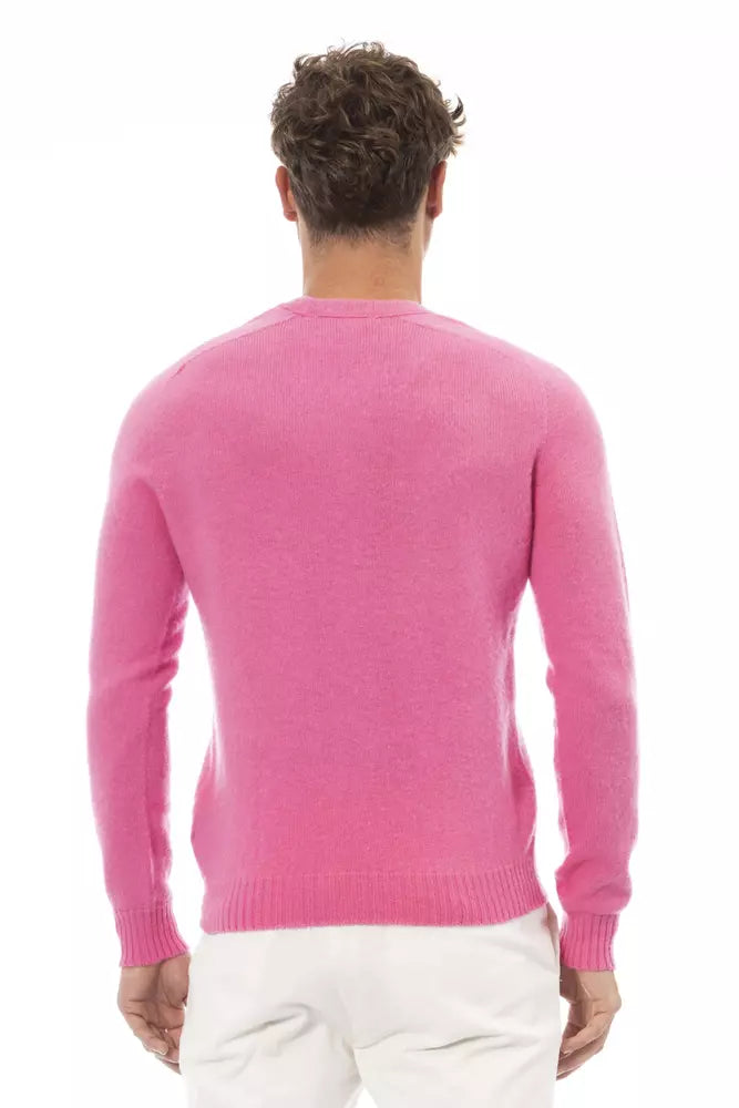 Eleganter Crewneck Langarm Pink Pullover