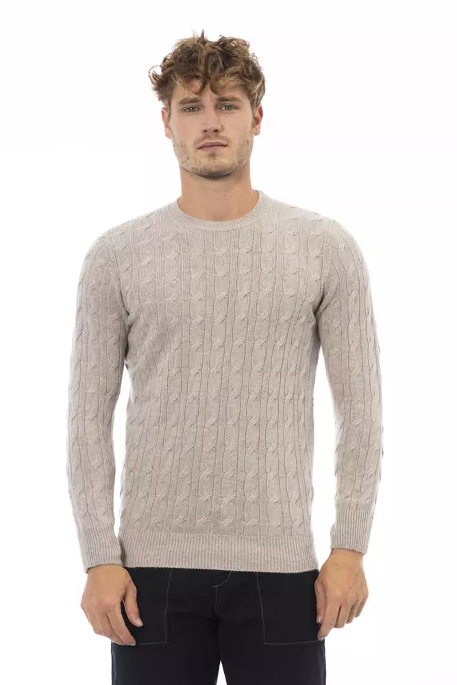 Pull de luxe de Crewneck Beige classique