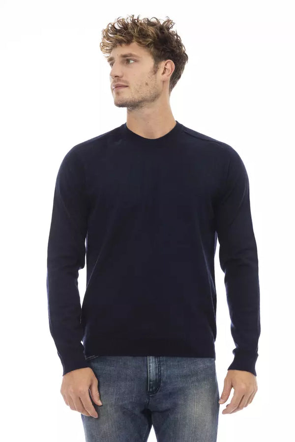 Eleganter blauer Crewneck -Pullover für Männer