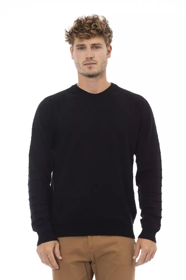 Black Viscose Men Sweater