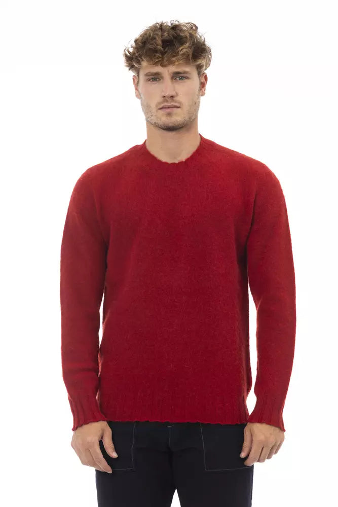 Eleganter Crewneck -Wollpullover in kühnem Rot