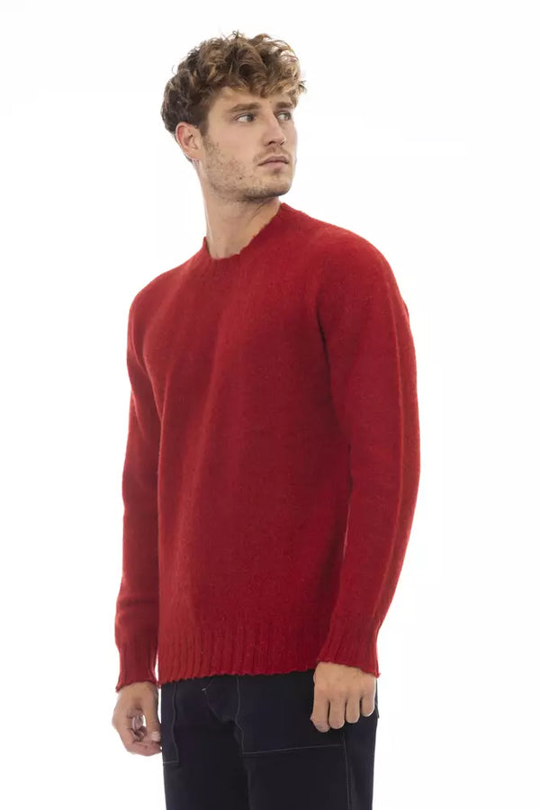 Eleganter Crewneck -Wollpullover in kühnem Rot