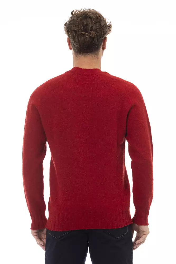 Elegante maglione in lana da equipaggiamento in rosso audace