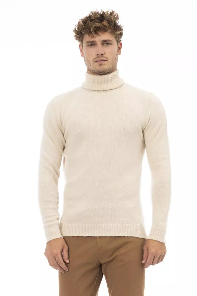 Beige Rollkragenpullover mit feinem Rippendetail