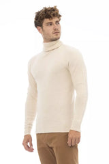 Beige Rollkragenpullover mit feinem Rippendetail