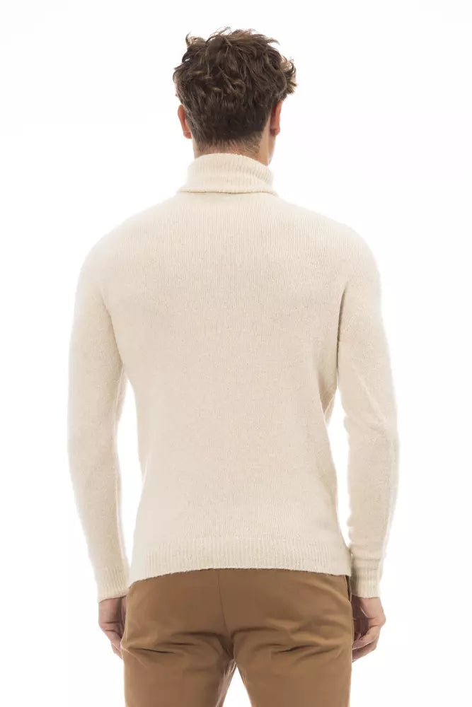 Beige Rollkragenpullover mit feinem Rippendetail