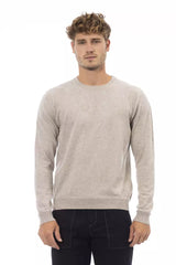 Maglione di miscela comfort di beige da equipaggio