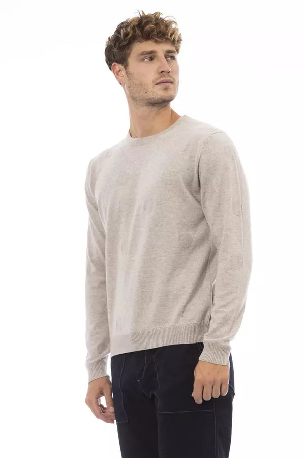 Maglione di miscela comfort di beige da equipaggio