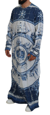 Majestic Blue Cotton-Silk Thobe Abe