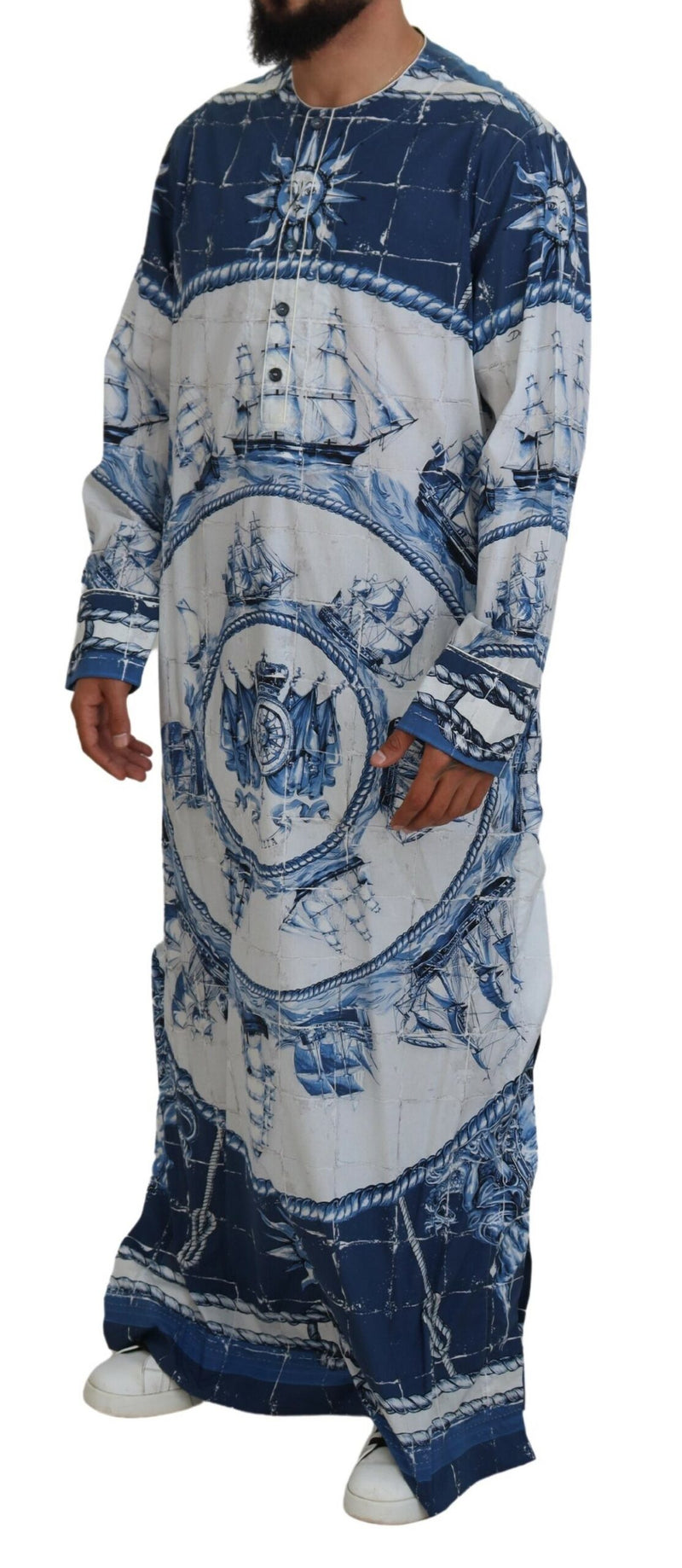 Majestic Blue Cotton-Silk Thobe Robe