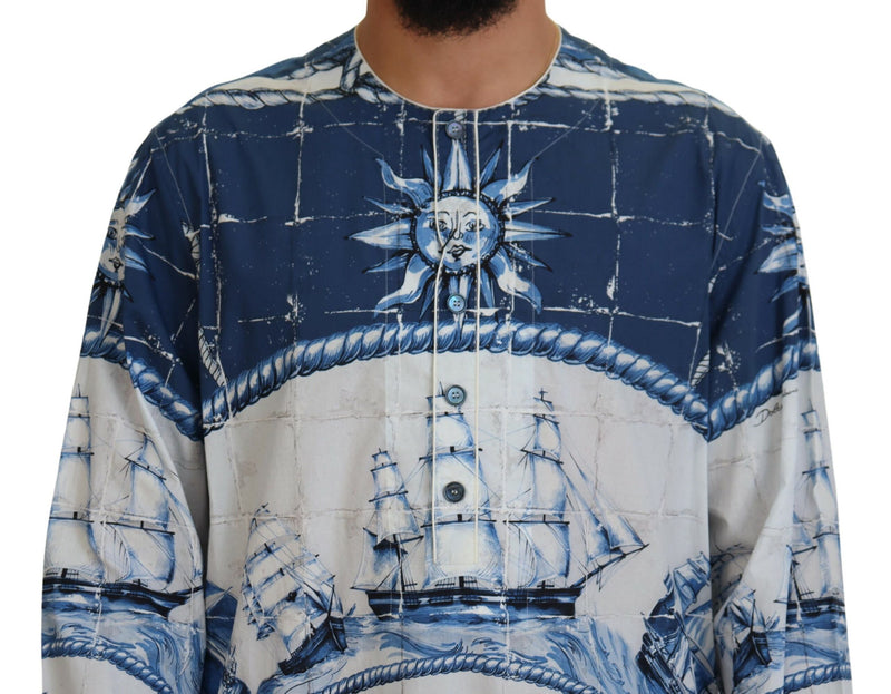 Majestic Blue Cotton-Silk Thobe Abe