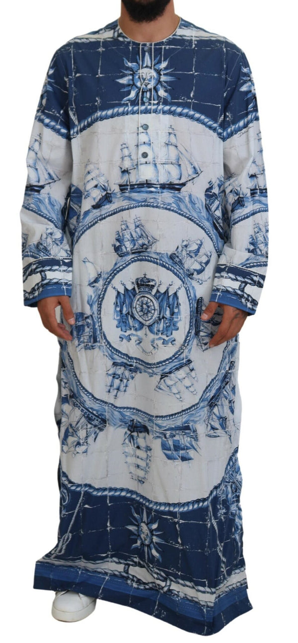 Robe Thobe Blue Cotton-Silk Majestic