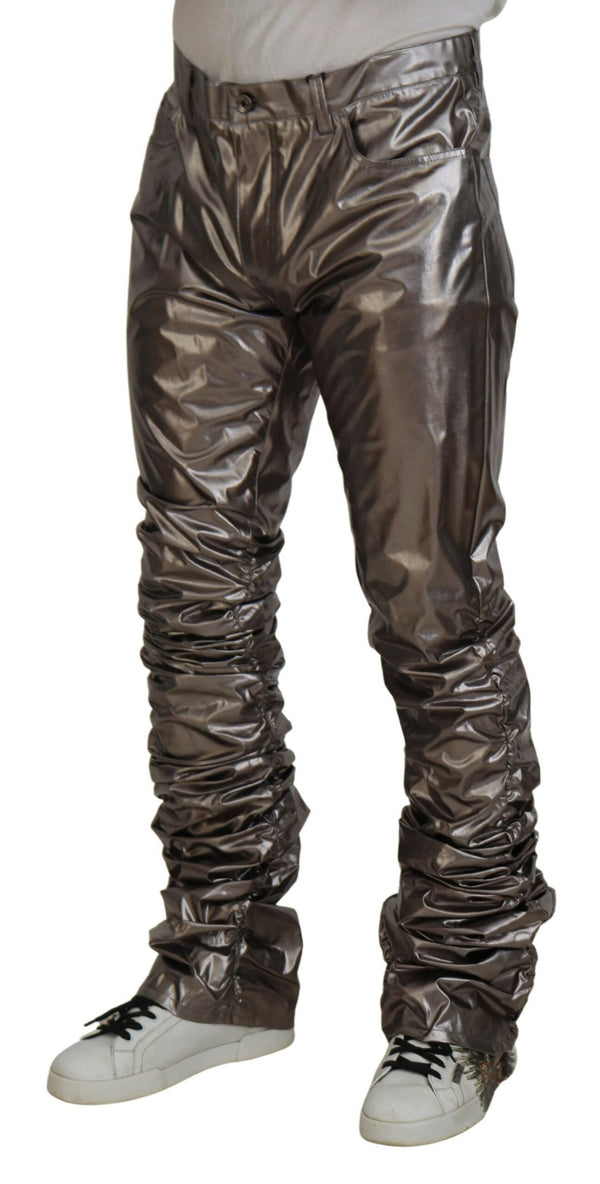 Metallic Silver Casual Hosen