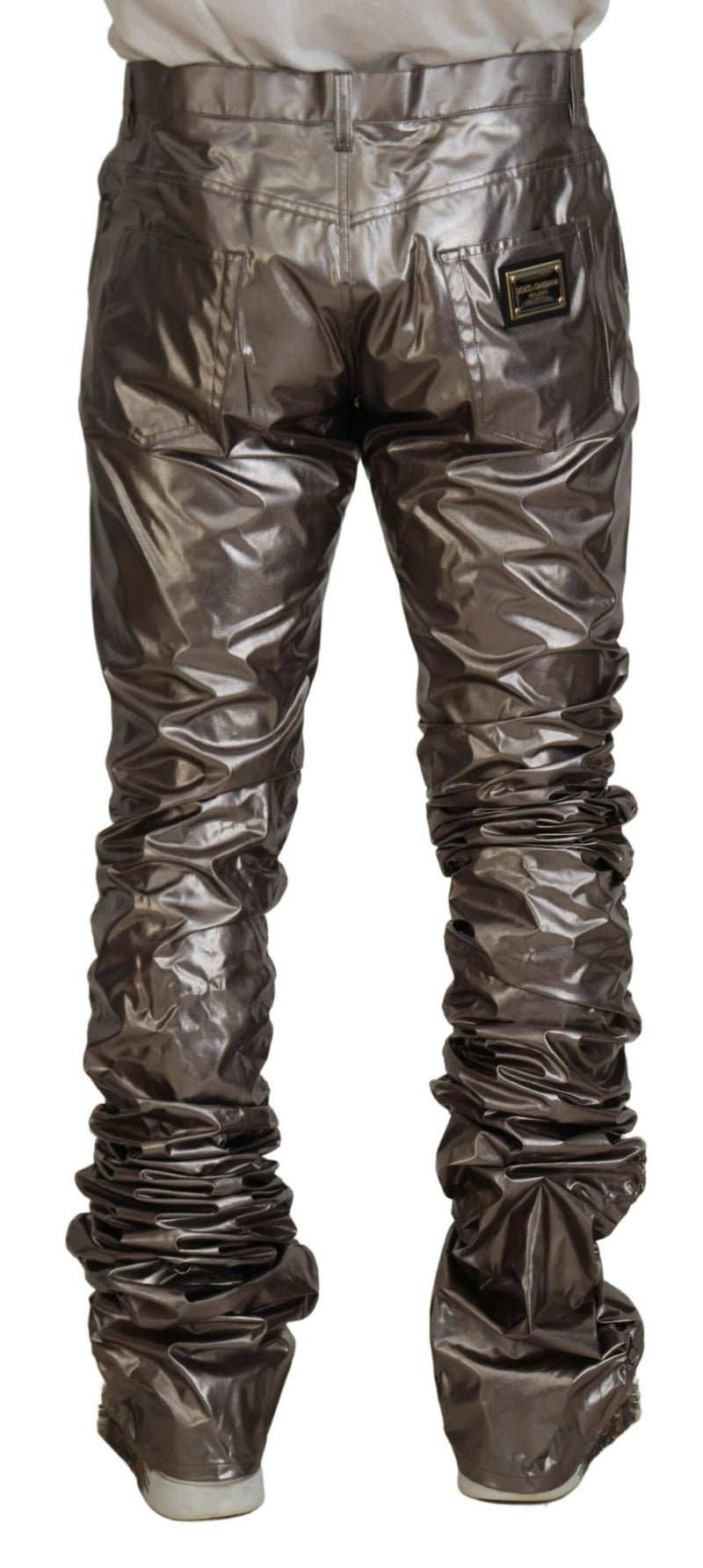 Pantalon décontracté en argent métallique