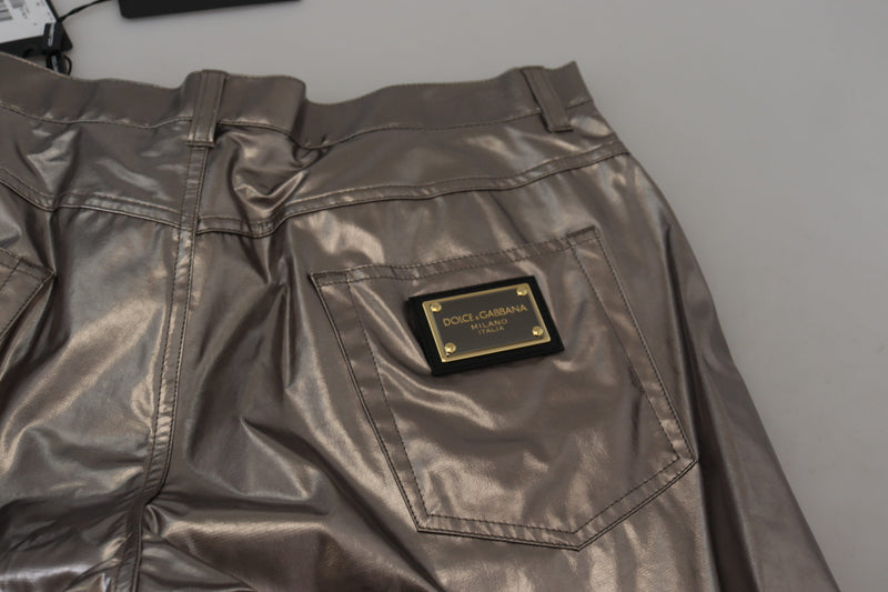 Metallic Silver Casual Hosen