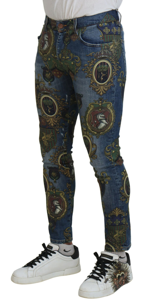 Elegante, schlanke gedruckte Denim-Jeans