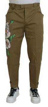 Squisiti pantaloni beige floreali