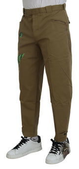 Exquisite florale beige Chino -Hosen