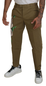 Exquisitos pantalones de chino beige floral