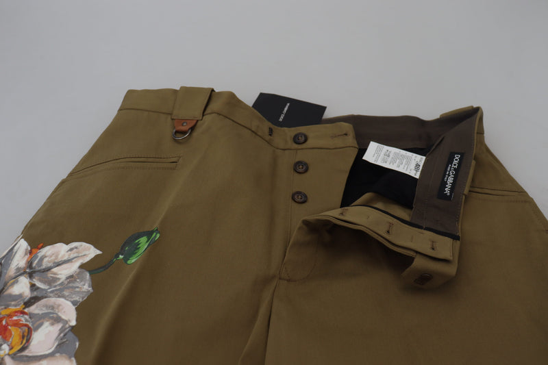 Exquisite florale beige Chino -Hosen