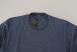 Elegantes Seidencrewneck Blue T -Shirt