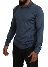 Elegante maglione pullover blu di seta