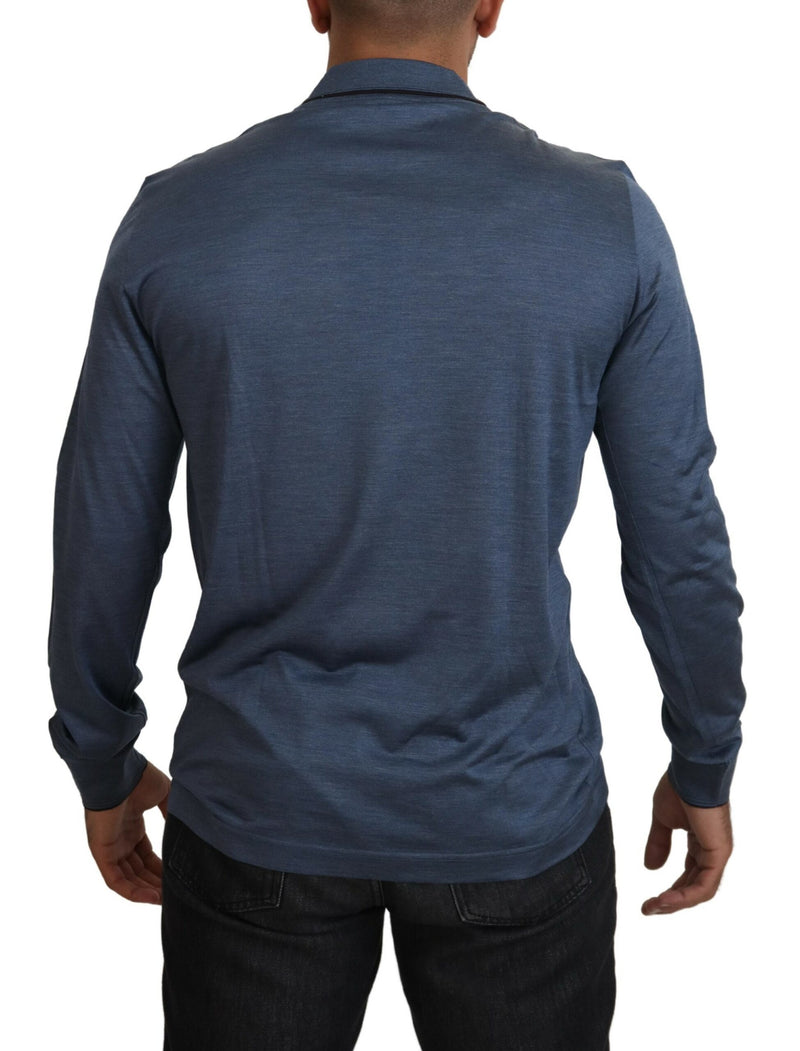 Elegante maglione pullover blu di seta