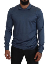 Elegante maglione pullover blu di seta