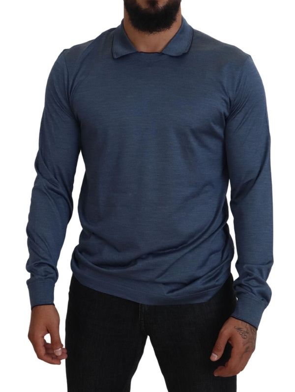 Eleganter Seidenblaupullover Pullover