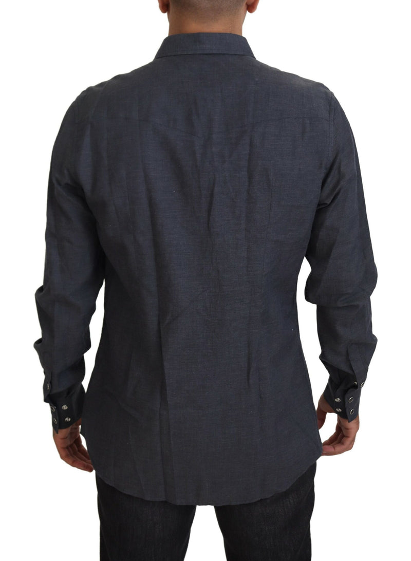 Elegante camisa casual de mezclilla de mezclilla delgada delgada