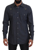 Elegant Slim Fit Blue Denim Casual Shirt