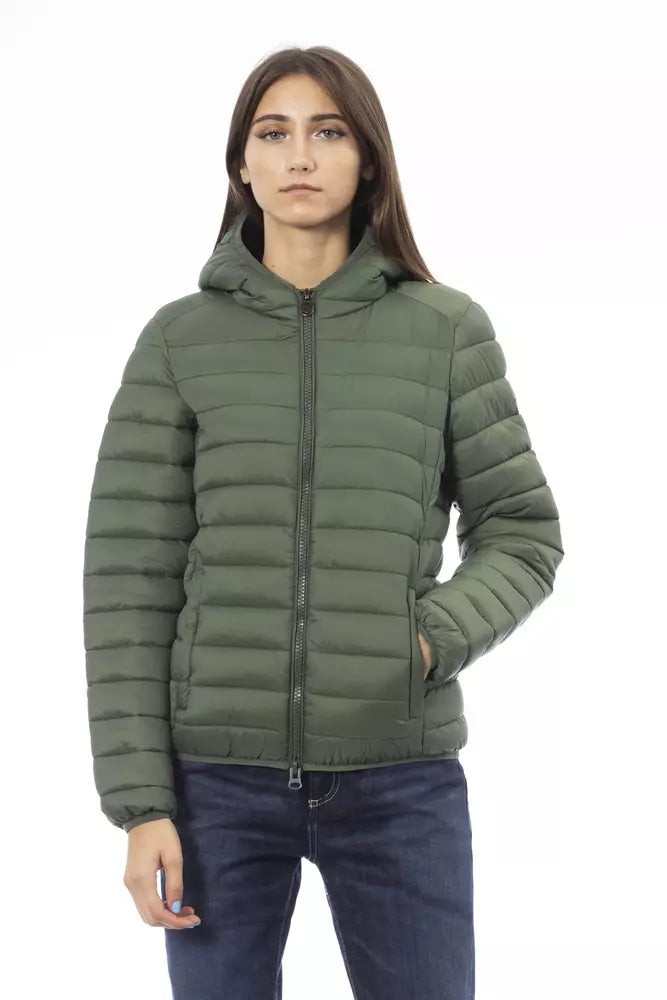 Chic Green Quilted Kapuzenjacke