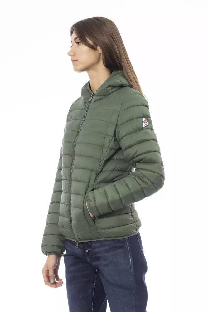 Chic Green Quilted Kapuzenjacke