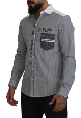 Slim Fit Striped Casual Shirt mit Kanalmotiv