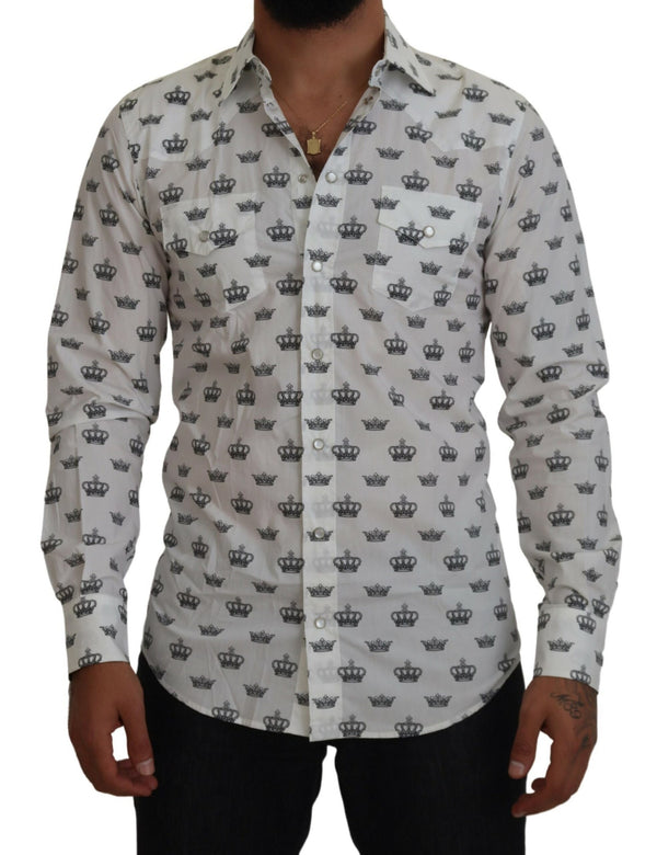 Camisa de vestir con estampado de corona delgado Fit