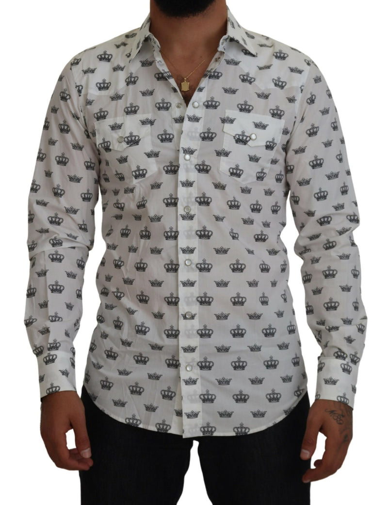 Camisa de vestir con estampado de corona delgado Fit