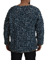 Eleganter blauer V-Ausck-Strickjackenpullover