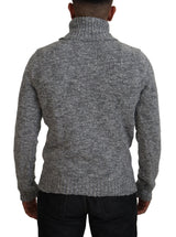 Eleganter grauer Wollschalter-Rollkragenpullover