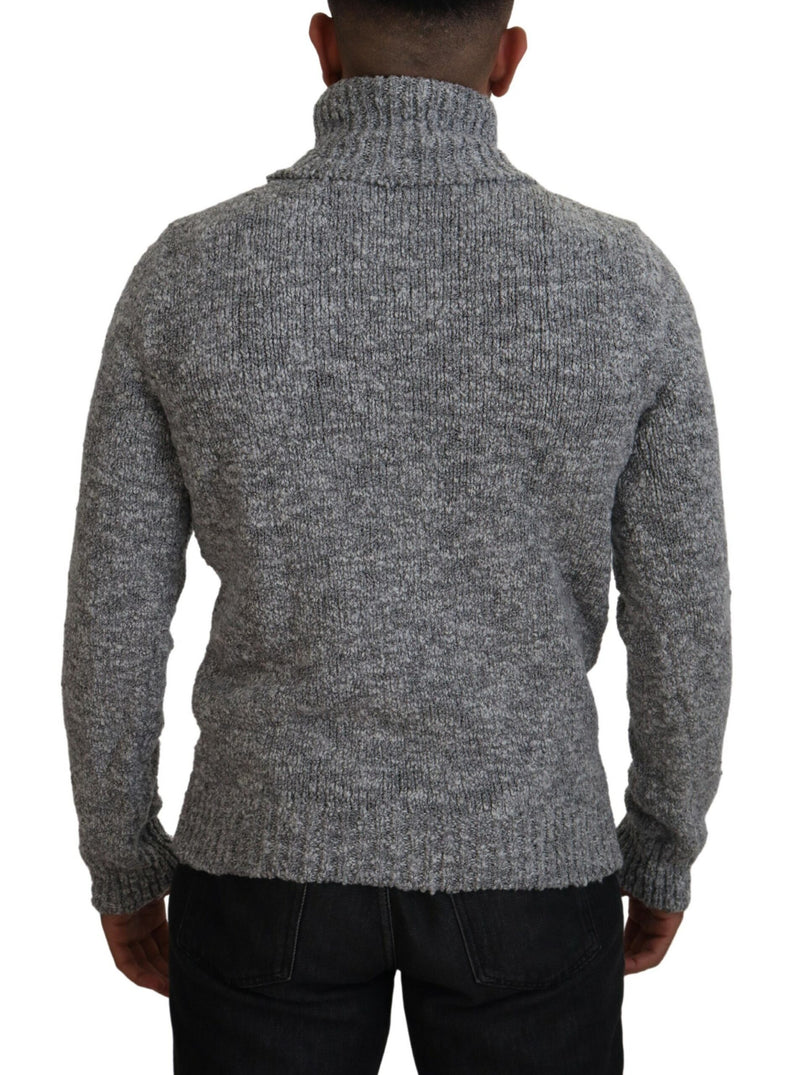 Élégant pull à col roulé-mélange en laine gris