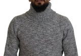 Eleganter grauer Wollschalter-Rollkragenpullover