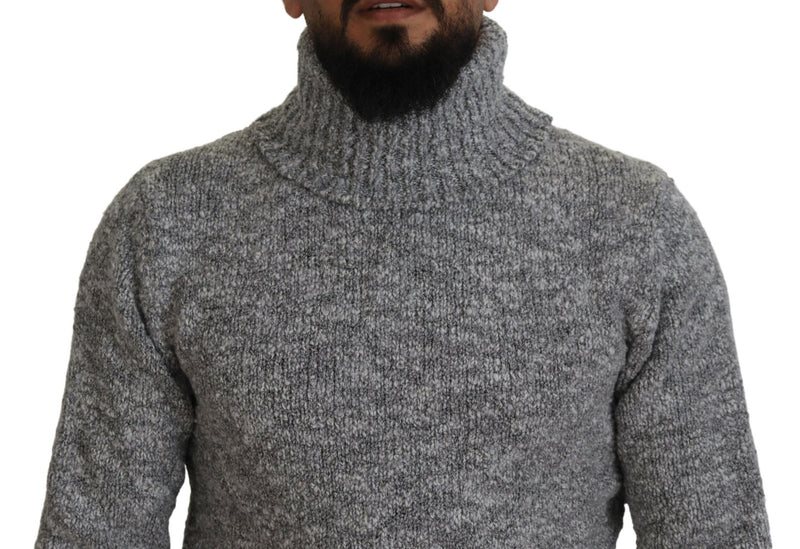 Elegant Gray Wool-Blend Turtleneck Sweater