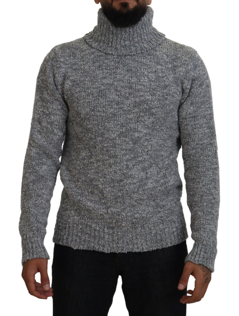 Eleganter grauer Wollschalter-Rollkragenpullover