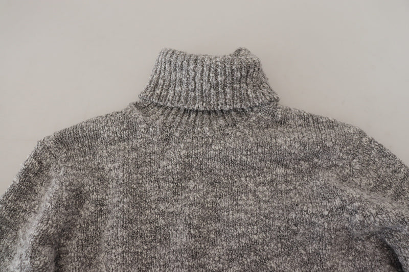 Élégant pull à col roulé-mélange en laine gris