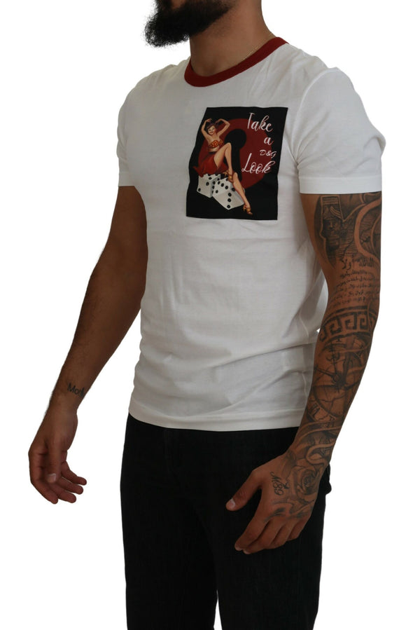 Κομψό White Crewneck Cotton T-shirt