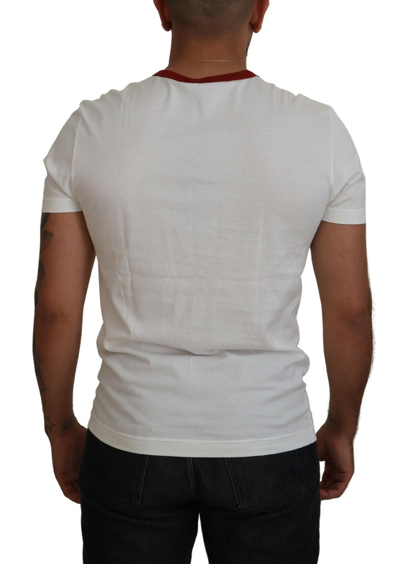 Camiseta de algodón de cuello blanco elegante