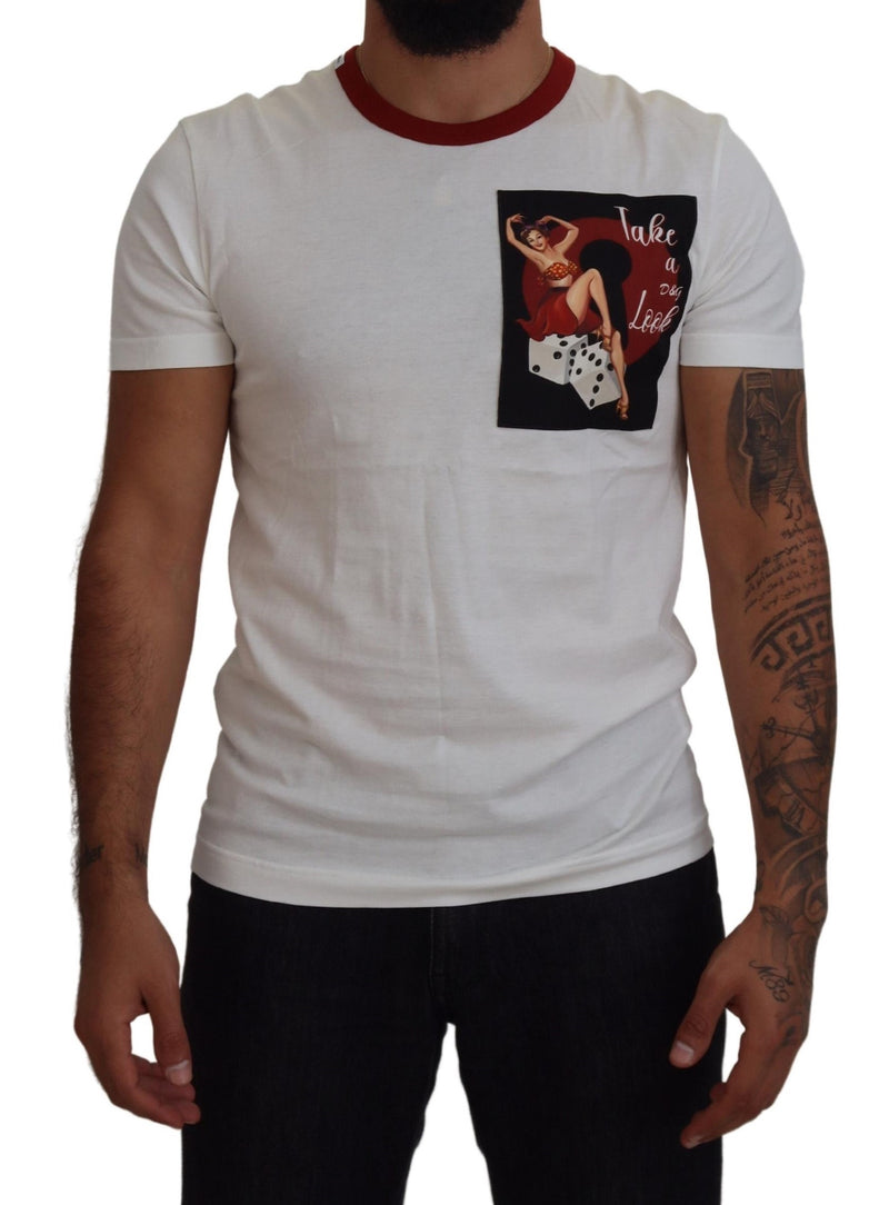 Κομψό White Crewneck Cotton T-shirt