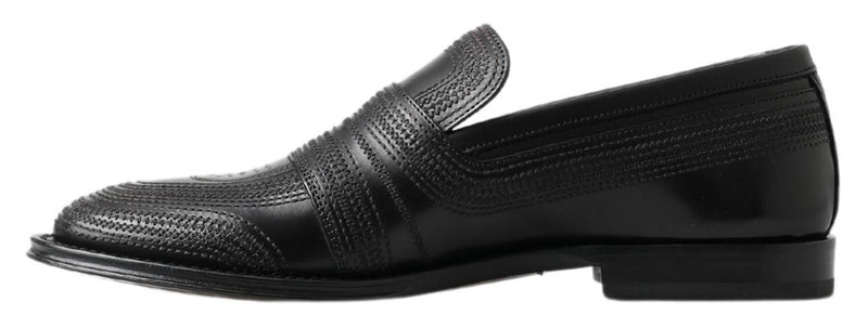 Elegantes mocasines de cuero negro de cuero