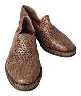 Mocassins de pantoufle en cuir élégant en marron