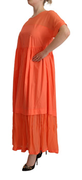 Robe maxi de corail élégant à manches courtes